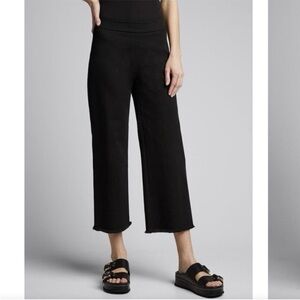 Akris Punto Minata Fringed Japanese Denim Tube Wide Cropped Jeans Black size 12